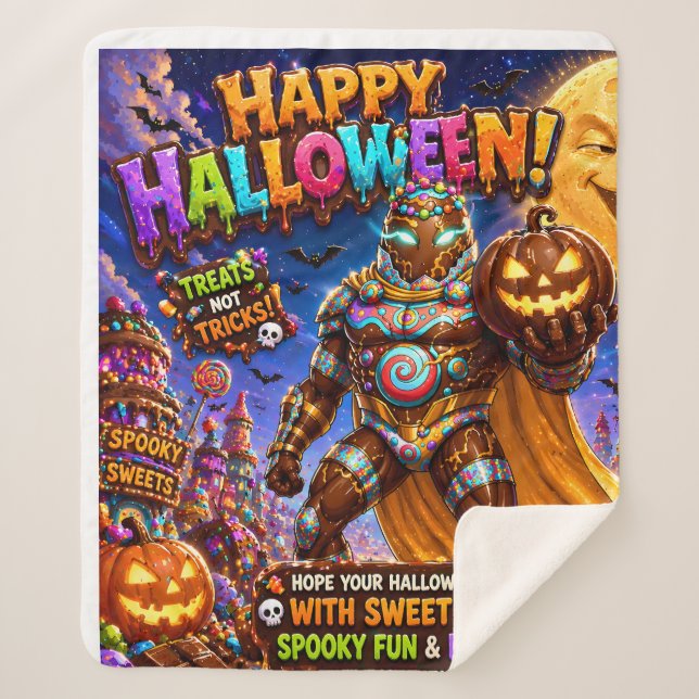 Sherpa Feliz Halloween, manta de chocolate (Anverso)