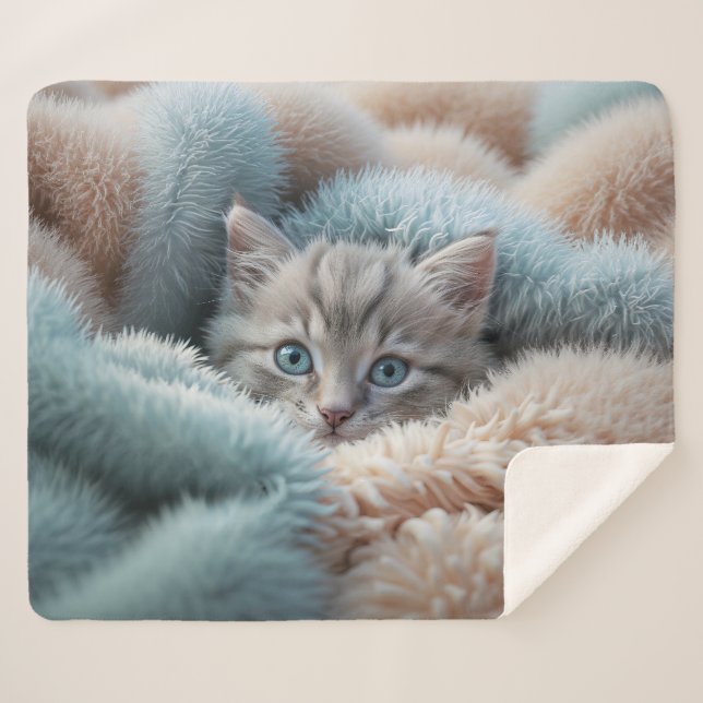 Sherpa Gatito Esponjoso en una Manta Suave (Anverso (horizontal))