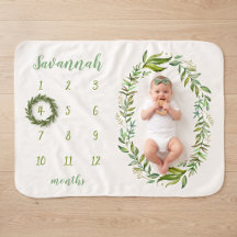 Hojas Boho Manta Personalizada de Foto Hito de Beb