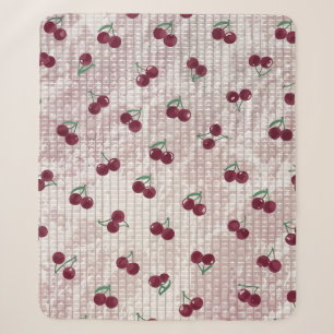 Sherpa Ilustración de manta de ganchillo de cereza – Rosa