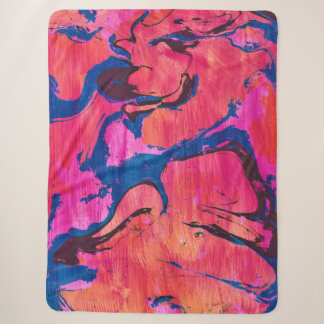 Sherpa Manta abstracta de estilo Ebru rojo azul Valiant 1