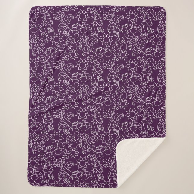 Sherpa Manta acogedora de flores de lavanda caprichosas (Anverso)