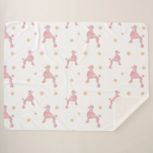 Sherpa Manta con patrón de caniche rosa pastel minimalist