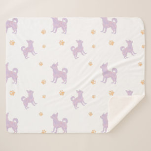Sherpa Manta con silueta de chihuahua lavanda minimalista