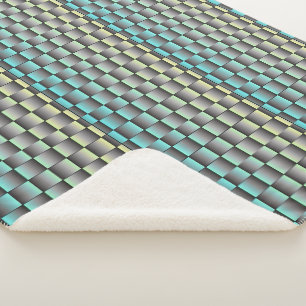 Sherpa Manta Cuadrada de Verde Azul y Gris