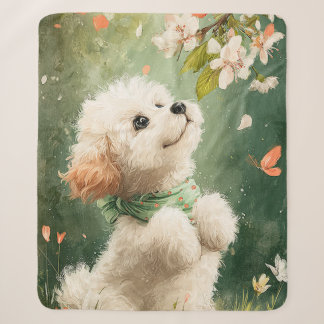 Sherpa Manta de Acuarela Cachorro Flor de Primavera