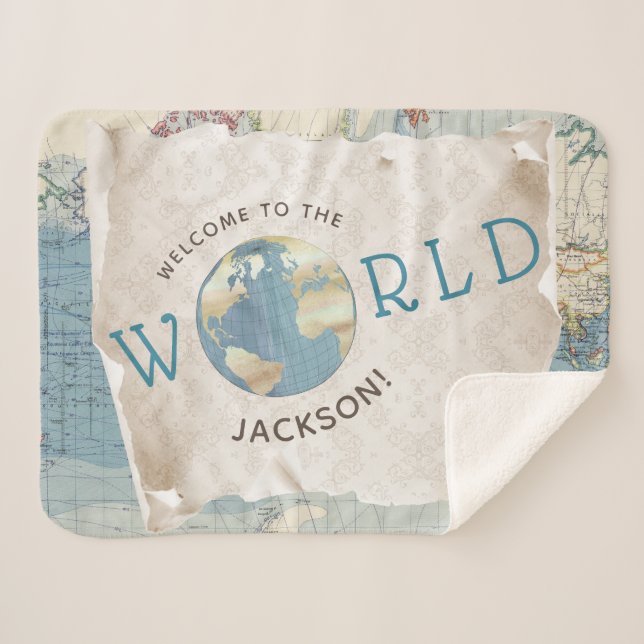 Sherpa Manta de bebé con mapa antiguo (Anverso (horizontal))