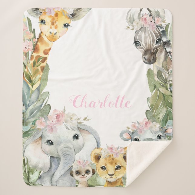 Sherpa Manta de bebé Safari Niña (Anverso)