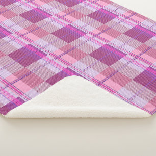 Sherpa Manta de cuadros diagonales rosa y púrpura