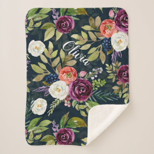 Sherpa Manta de encargo floral de la niña de Boho