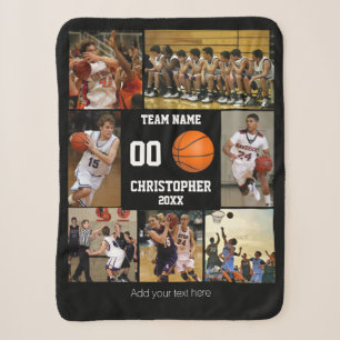 Sherpa Manta de felpa con collage de fotos de baloncesto