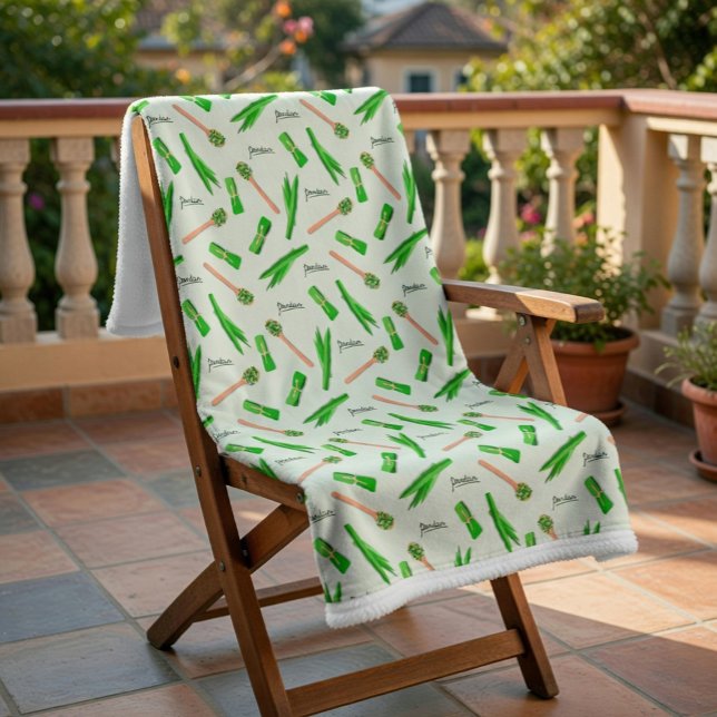 Sherpa Manta de felpa con estampado de hoja de pandán (Subido por el creador)