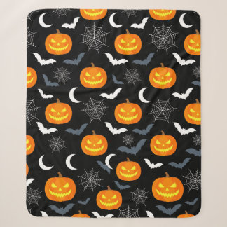 Sherpa Manta de felpa con patrón de calabaza de Halloween