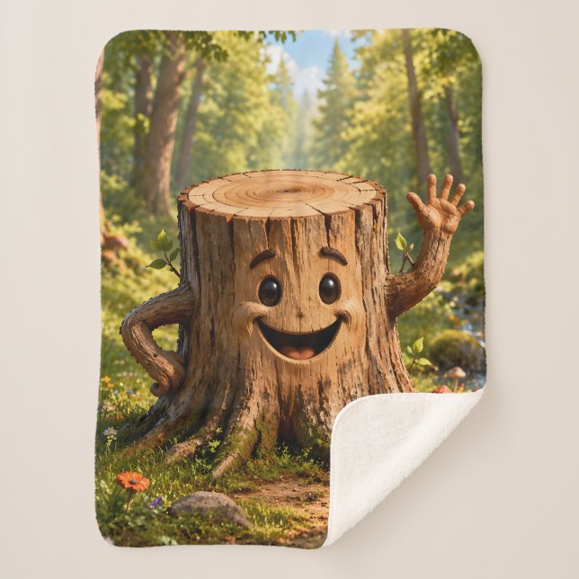 Sherpa Manta de felpa con tocón de árbol (Anverso)
