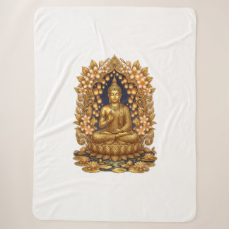 Sherpa Manta de felpa de arte de meditación de Buda dorad