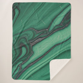 Sherpa Manta de felpa mármol verde, negro y plata
