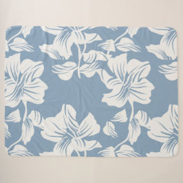 Sherpa Manta de felpa moderna con silueta floral azul pol