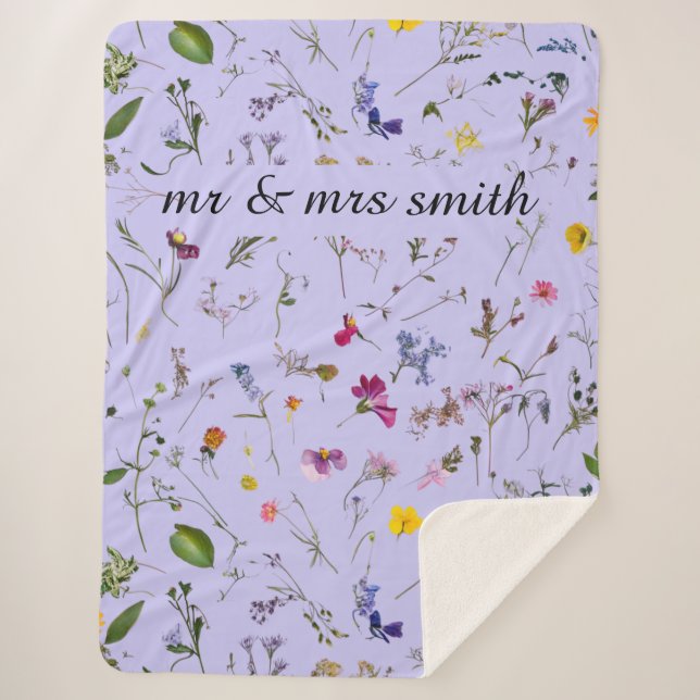 Sherpa manta de flores secas prensadas personalizado (Anverso)