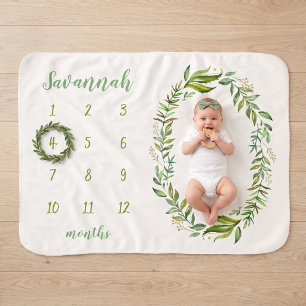 Sherpa Manta de Foto de Hito Personalizada para Bebé Boho