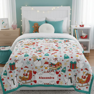 Sherpa Manta de Navidad Personalizada con Nombre de Ganso