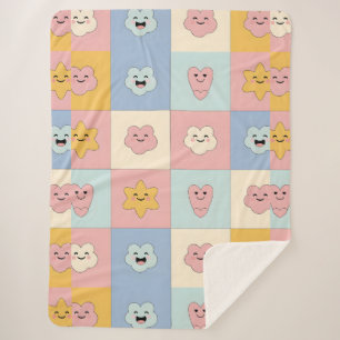 Sherpa Manta de patchwork pastel adorable