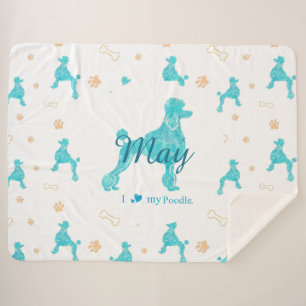 Sherpa Manta de regalo con silueta de caniche azul pastel
