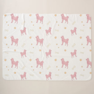 Sherpa Manta de Shiba Inu – Regalo Minimalista Rosa Paste