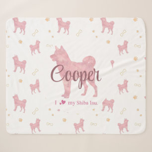 Sherpa Manta de Shiba Inu – Regalo personalizado rosa pas