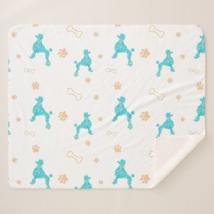 Sherpa Manta de Silueta de Caniche Azul Pastel Minimalist