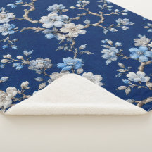 Manta Elegante de Patrón Floral Azul