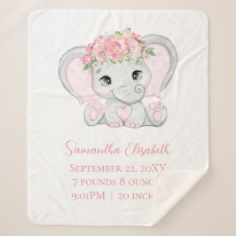 Sherpa Manta para bebé de elefante bebé rosa con estadíst
