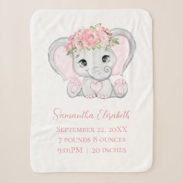 Sherpa Manta para bebé de elefante bebé rosa con estadíst