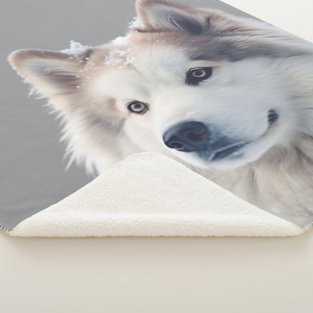 Sherpa Manta Personalizada con Foto de Perro Gris (3/4)
