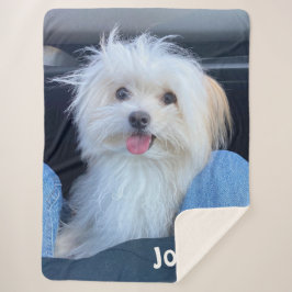 Sherpa Manta personalizada con foto de perro y nombre del