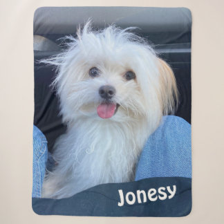Sherpa Manta personalizada con foto de perro y nombre del