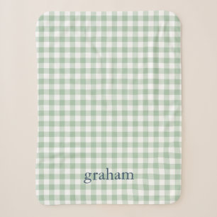 Sherpa Manta Personalizada de Gingham Verde Salvia con Mo
