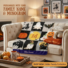 Sherpa Manta personalizada de Halloween con monograma de