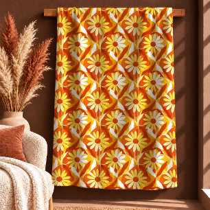 Sherpa Manta vibrante Bohemio Floral Amarillo Cobre para
