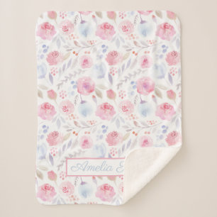 Sherpa Marca acuática Floral Nombre rosa moderno, manta p