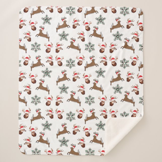 Sherpa Navidades, manta sherpa, vacaciones, renos (Anverso)