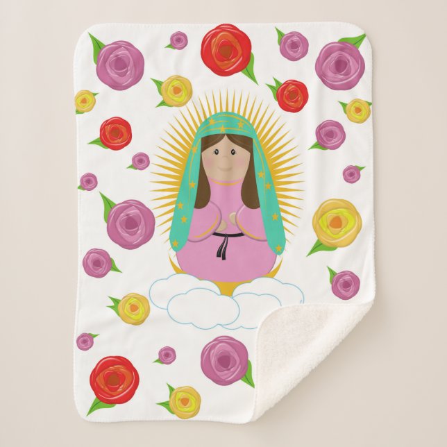 Sherpa Nuestra Señora de Guadalupe, una manta de bebé (Anverso)