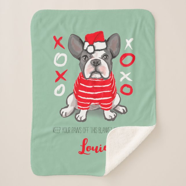 Sherpa Personalizado Mascota manta regalo de bulldog fran (Anverso)