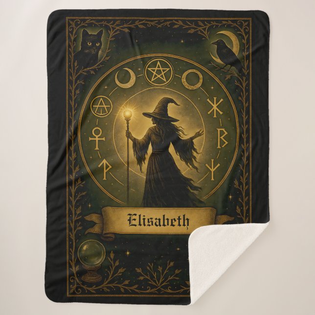 Sherpa Símbolo místico de la manta personalizada de bruja (Anverso)