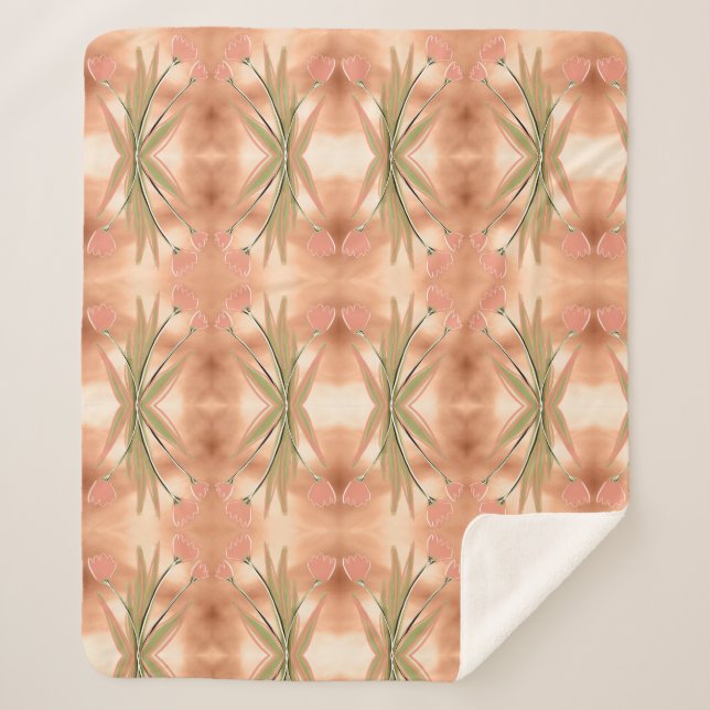 Sherpa Una manta con una impresión de tulipanes rosados y (Anverso)