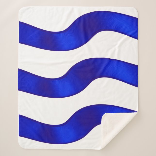 Sherpa Una manta de cinta azul con fondo blanco. (Anverso)