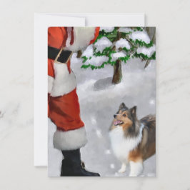 Shetland Sheepdog Meet Santa Navidad Card