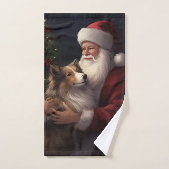 Shetland Sheepdog Santa Claus Navidades festivos (Toalla de mano)