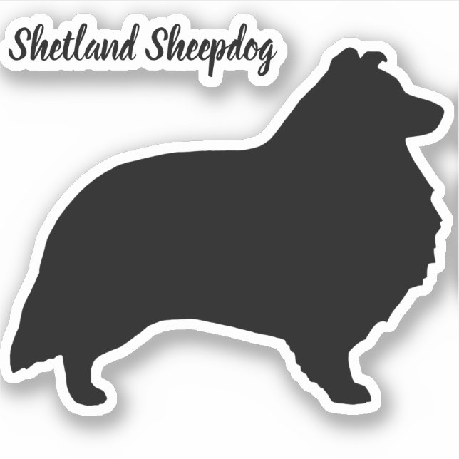 Shetland Sheepdog Silhouette Dog Vinyl Pegatina (Anverso)