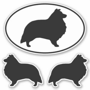 Shetland Sheepdog Silhouettes Vinyl Pegatina Set
