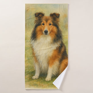 Shetland Sheepdog Sitting Watercolor